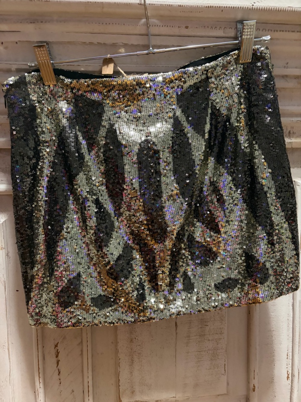 Haute Hippie Black & Gold Sequin Mini Skirt